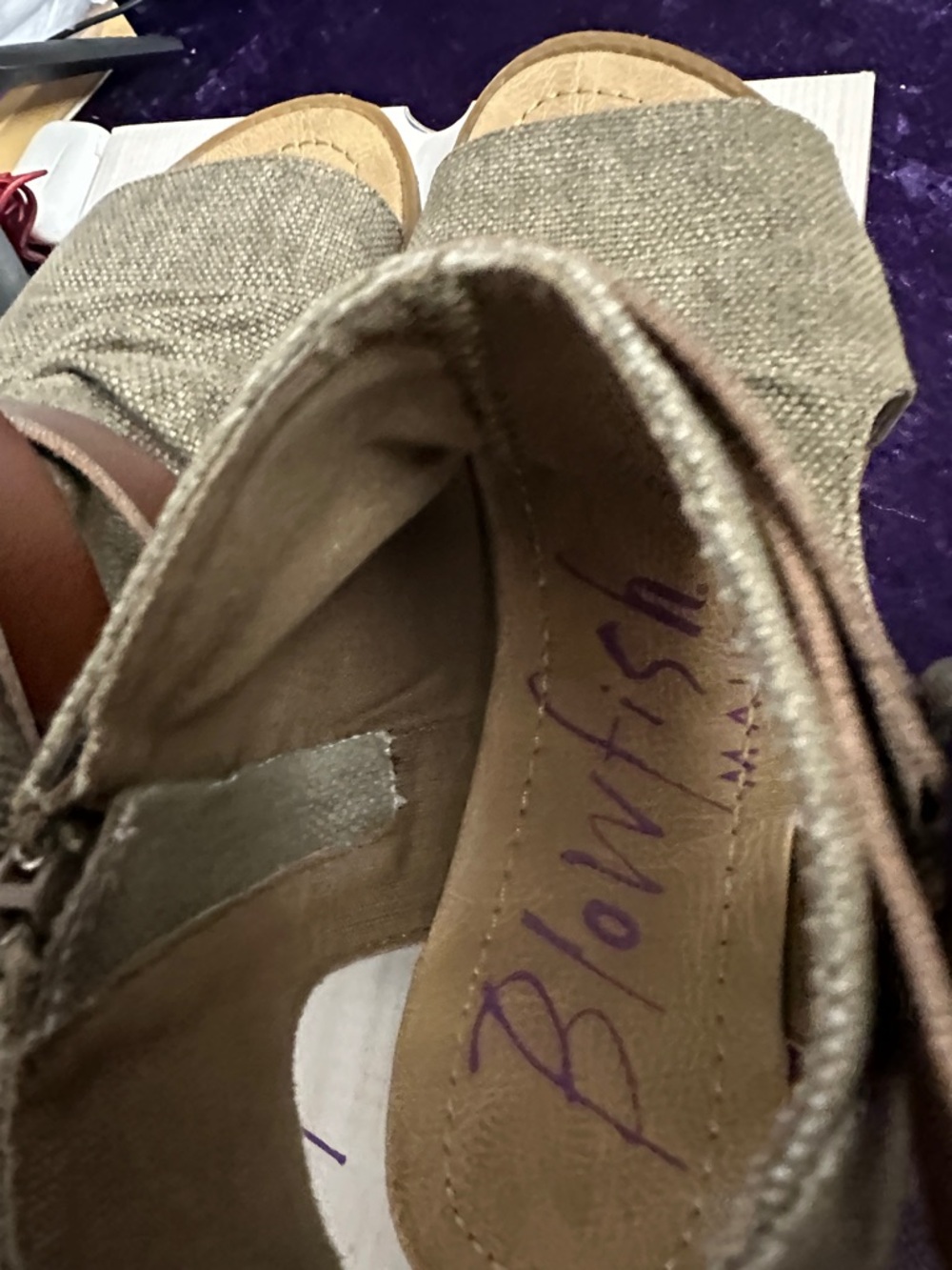 Blowfish Beige Canvas and Brown Strap Open-Toe Sandals - Picture 4 of 6